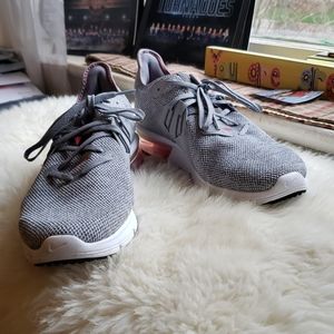 Gray and pink Nike air max sneakers